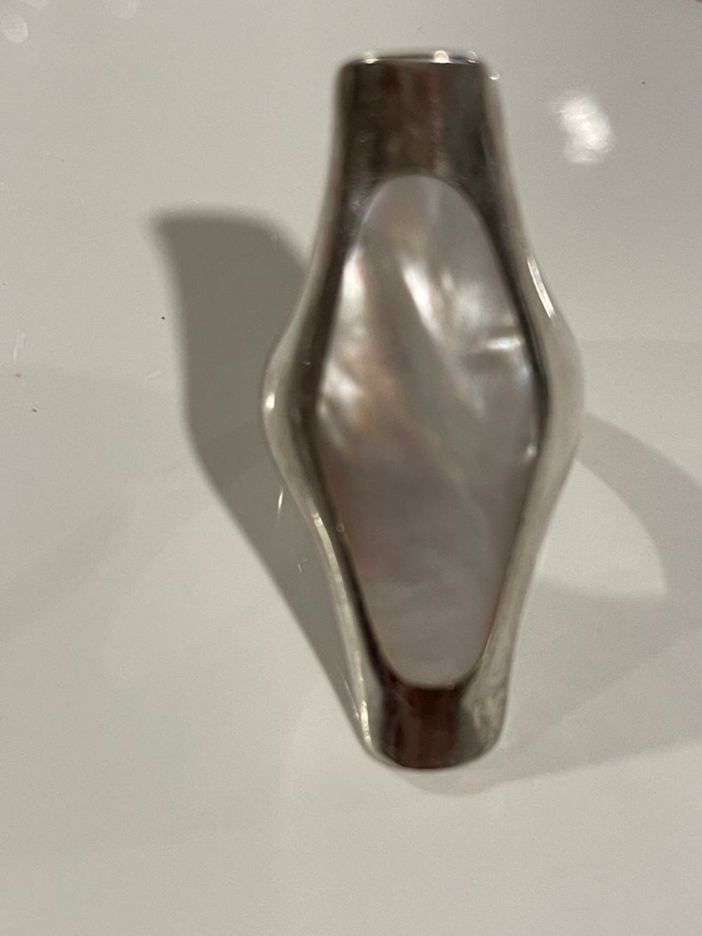 Silver .925 Ring with Iridescent Mother-of-Pearl Inlay sz 9 Jewelry